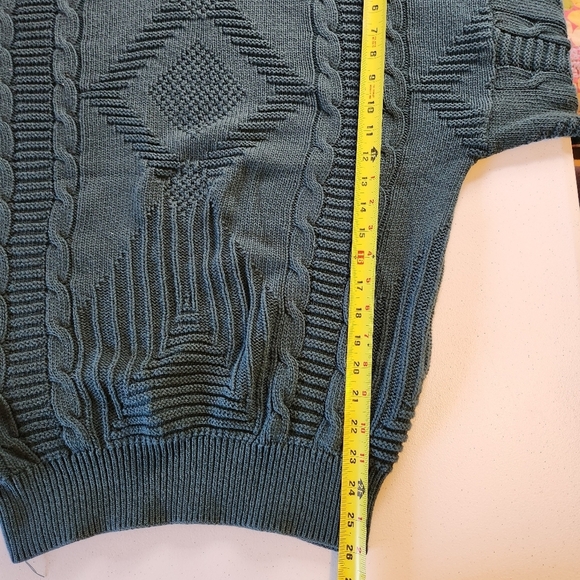 Vintage Jantzen Green Crew Cable Knit Grandpa Sweater Eclectic 90s 1990s Preppy - Picture 8 of 9